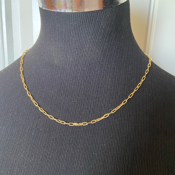 🚫SOLD🚫 REAL Saudi 18K Gold Paperclip Necklace 19.5” - Picture 1 of 7